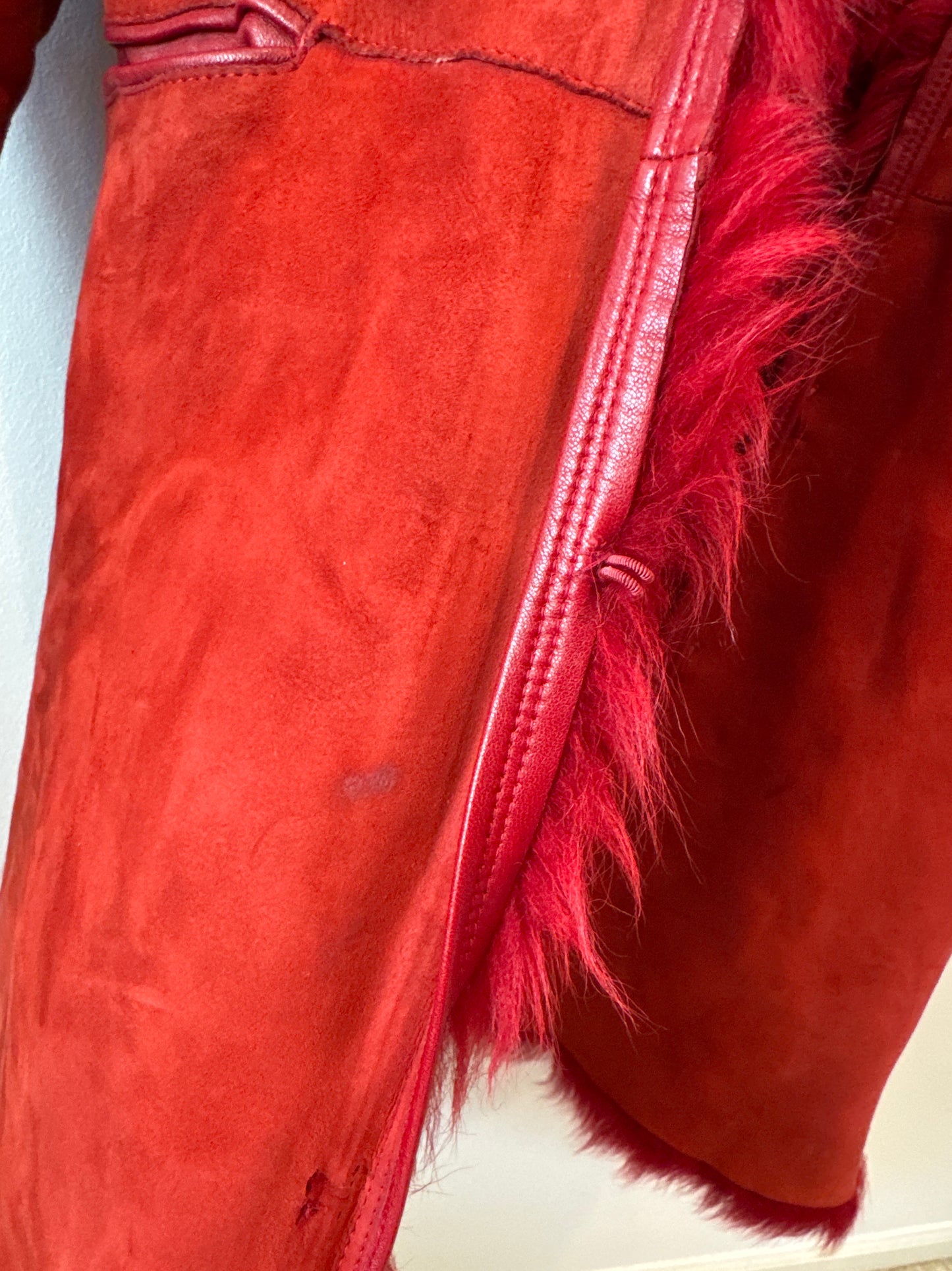 Joseph Red Shearling 3/4 Length Coat