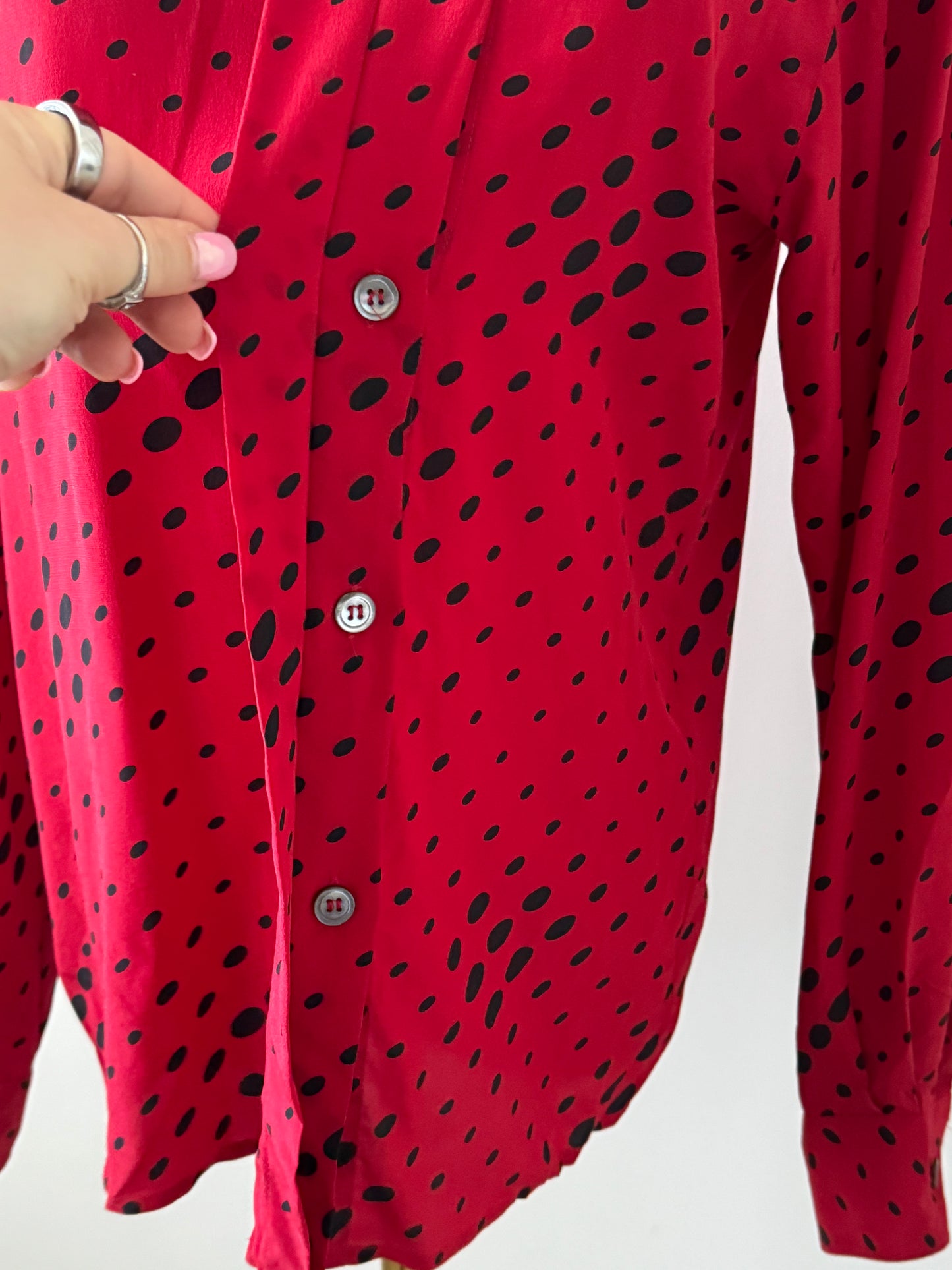 Christian Dior 80's red and black polkda dot blouse