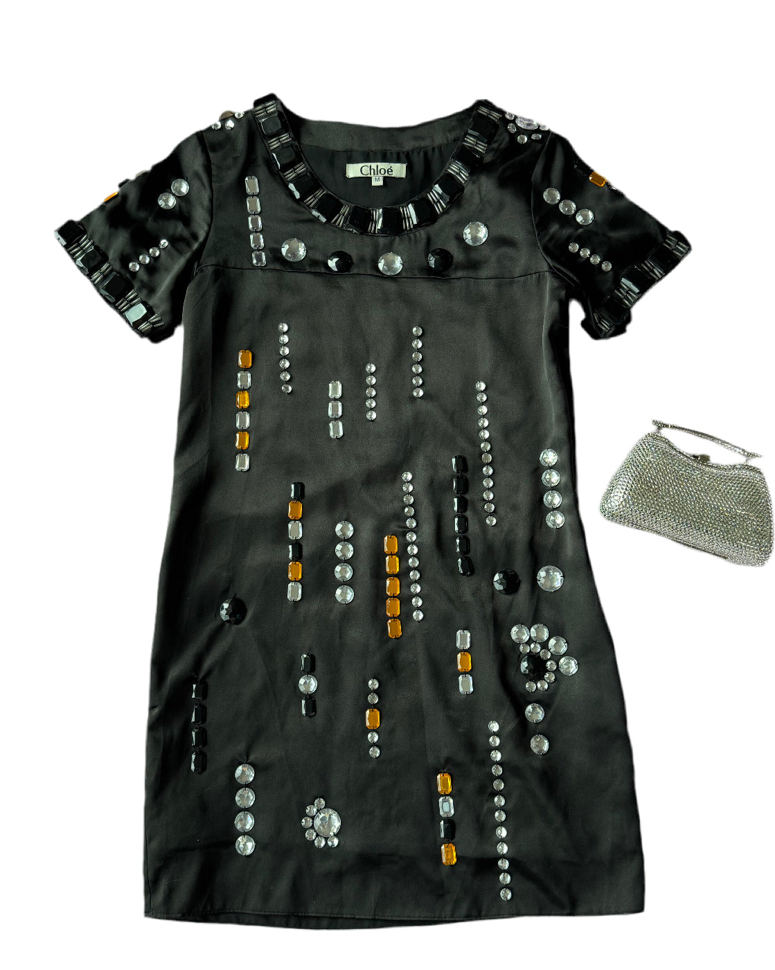 Chloé Vintage Y2K Bejeweled Silk Shift Dress