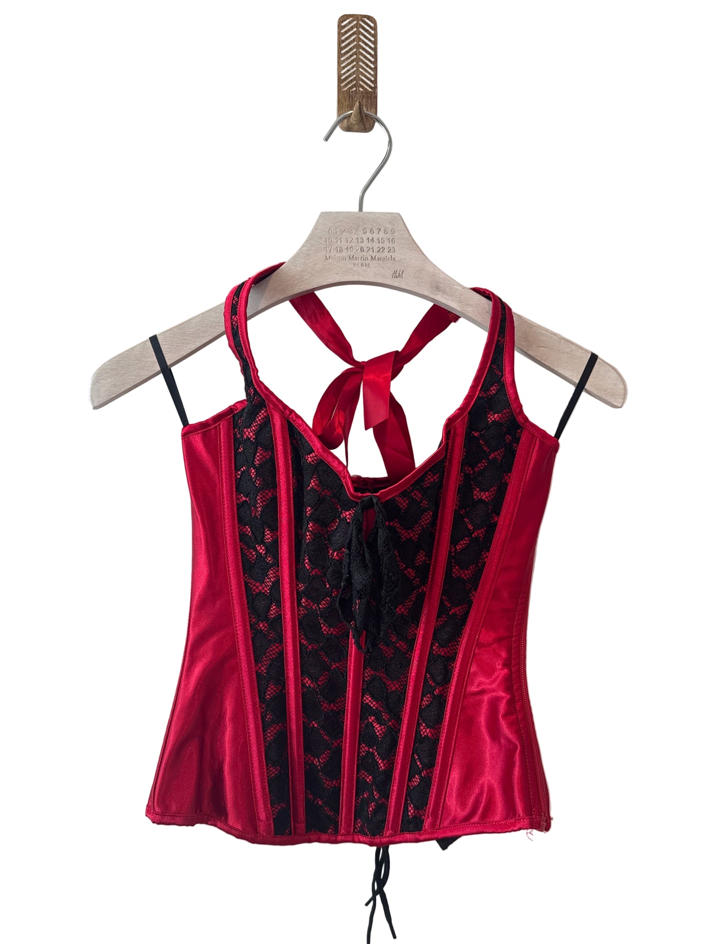 Y2K Bedroom Stories Red & Black Lace Up Bustier
