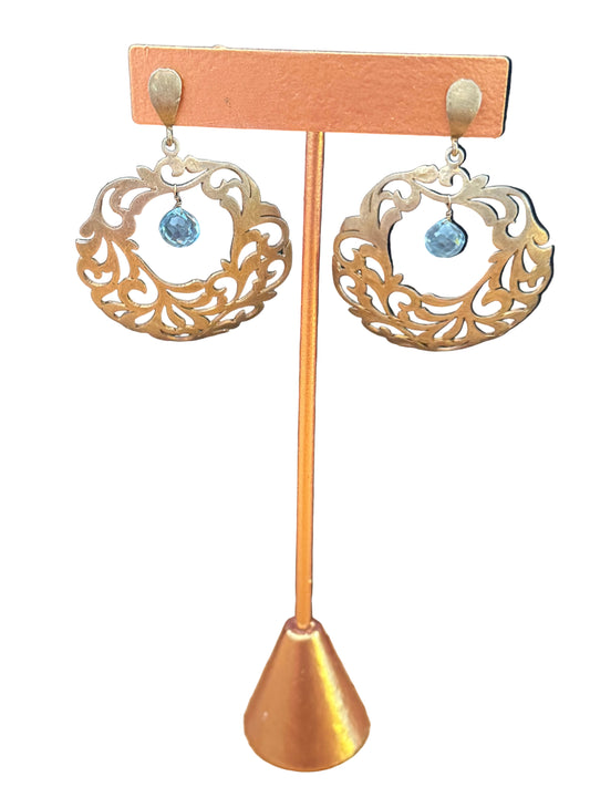 Gold Vermeil Blue Topaz Dangle Earrings