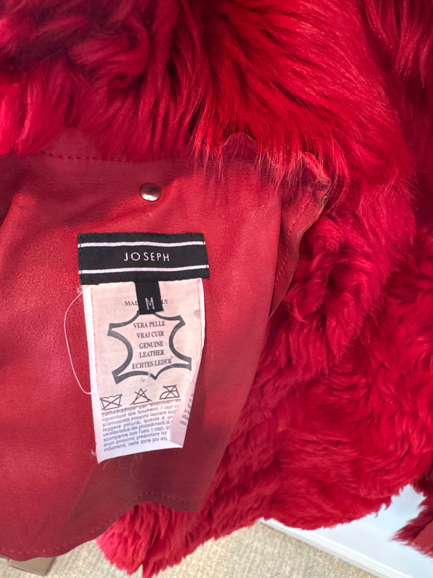 Joseph Red Shearling 3/4 Length Coat