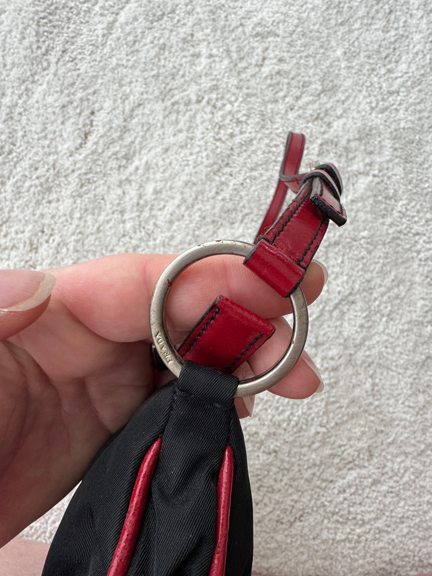 Prada Y2K Black Nylon w/ Red Leather Trim Shoulder Bag