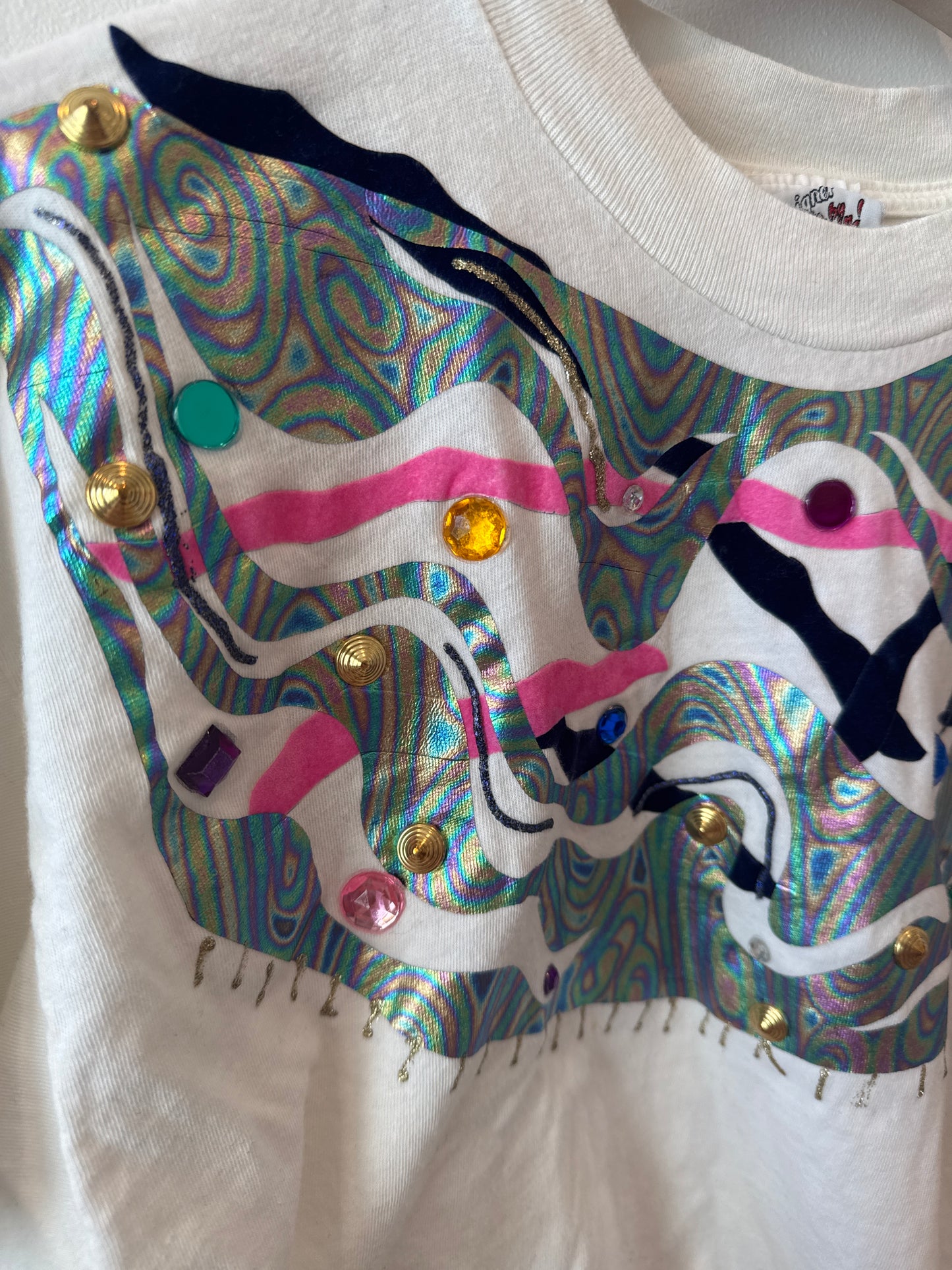 Vintage 80’s Embellished Crop Top – Retro Glam Statement Piece