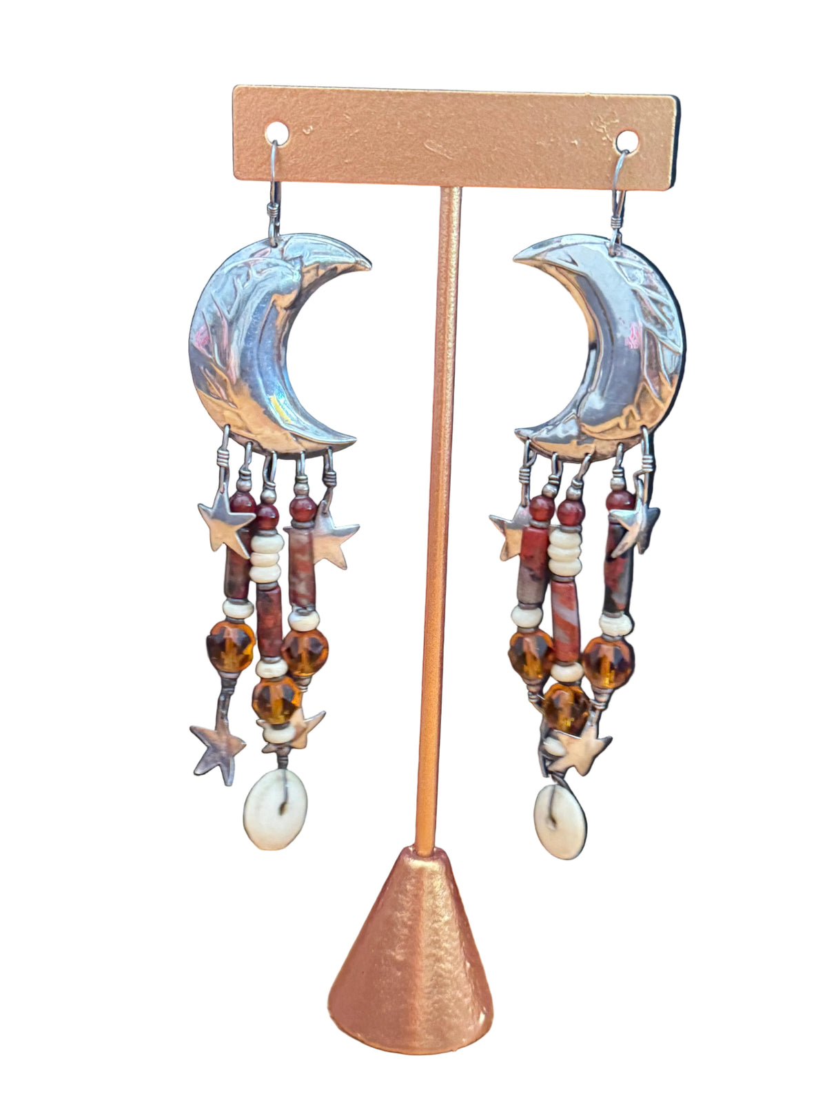 Statement Sterling Moon Dangle Earrings
