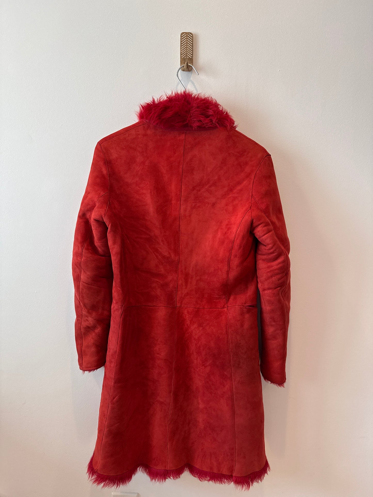 Joseph Red Shearling 3/4 Length Coat