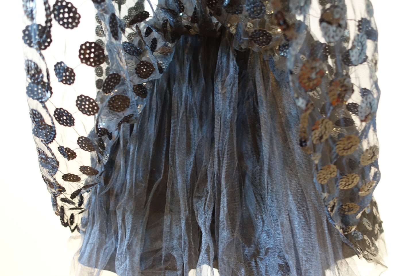 Vintage 80's Illusion Sheer Sequin Polka Dot Dress