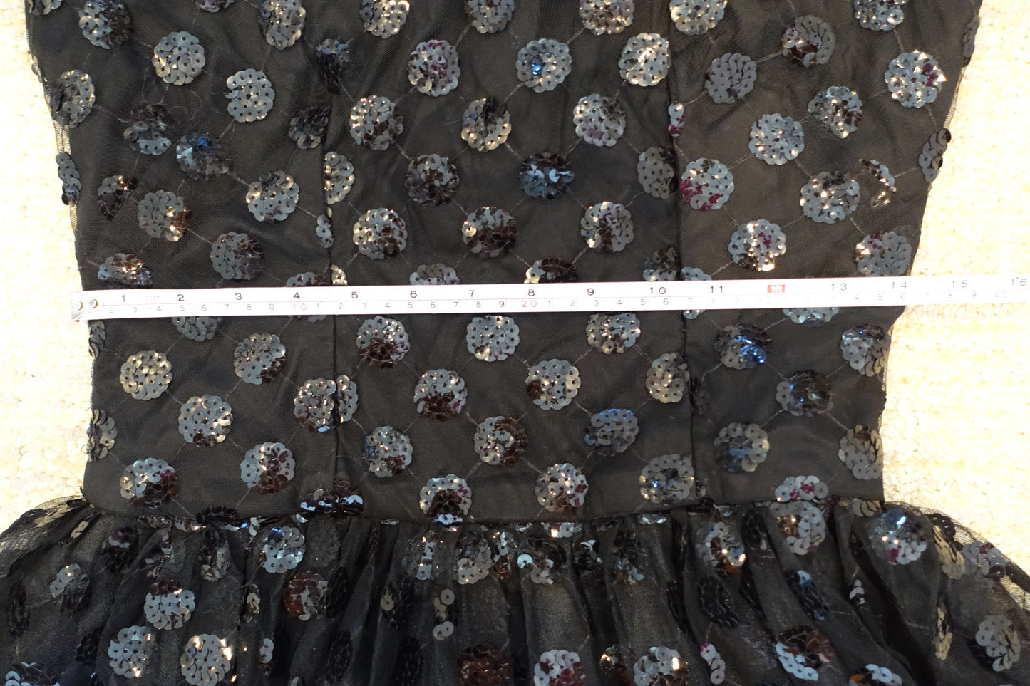 Vintage 80's Illusion Sheer Sequin Polka Dot Dress