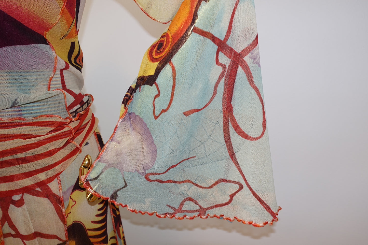 Jean Paul Gaultier S/S 2005 Mesh Abstract Salvador Dali Top & Skirt 2 Piece Set