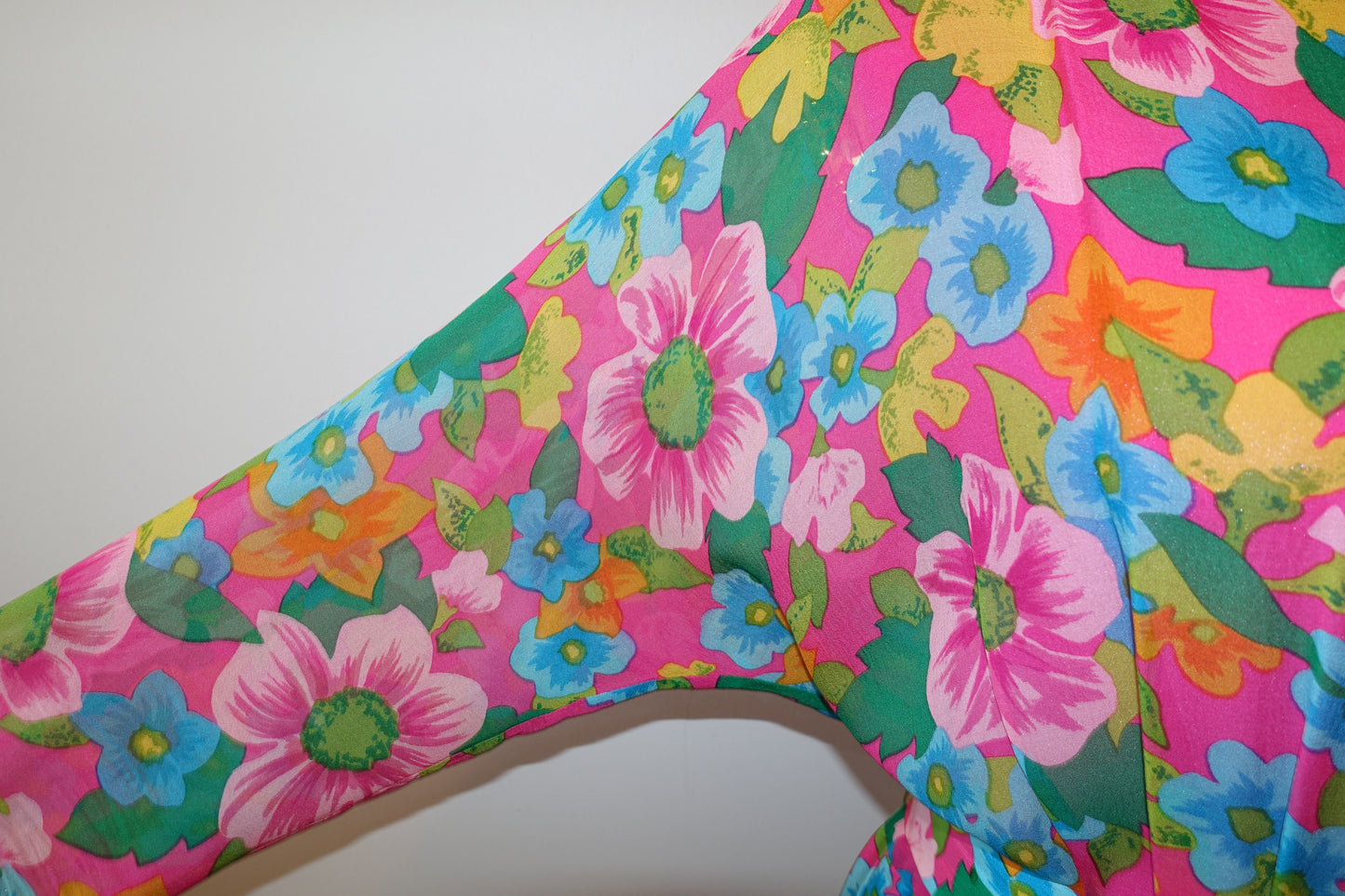 Vintage 80's Albert Nipon Colorful Vibrant Floral Silk Dress