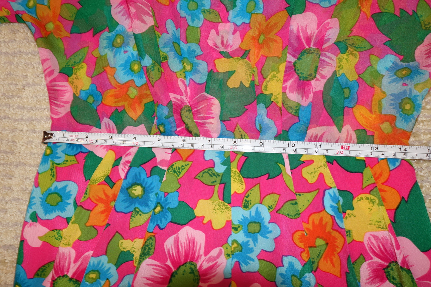 Vintage 80's Albert Nipon Colorful Vibrant Floral Silk Dress