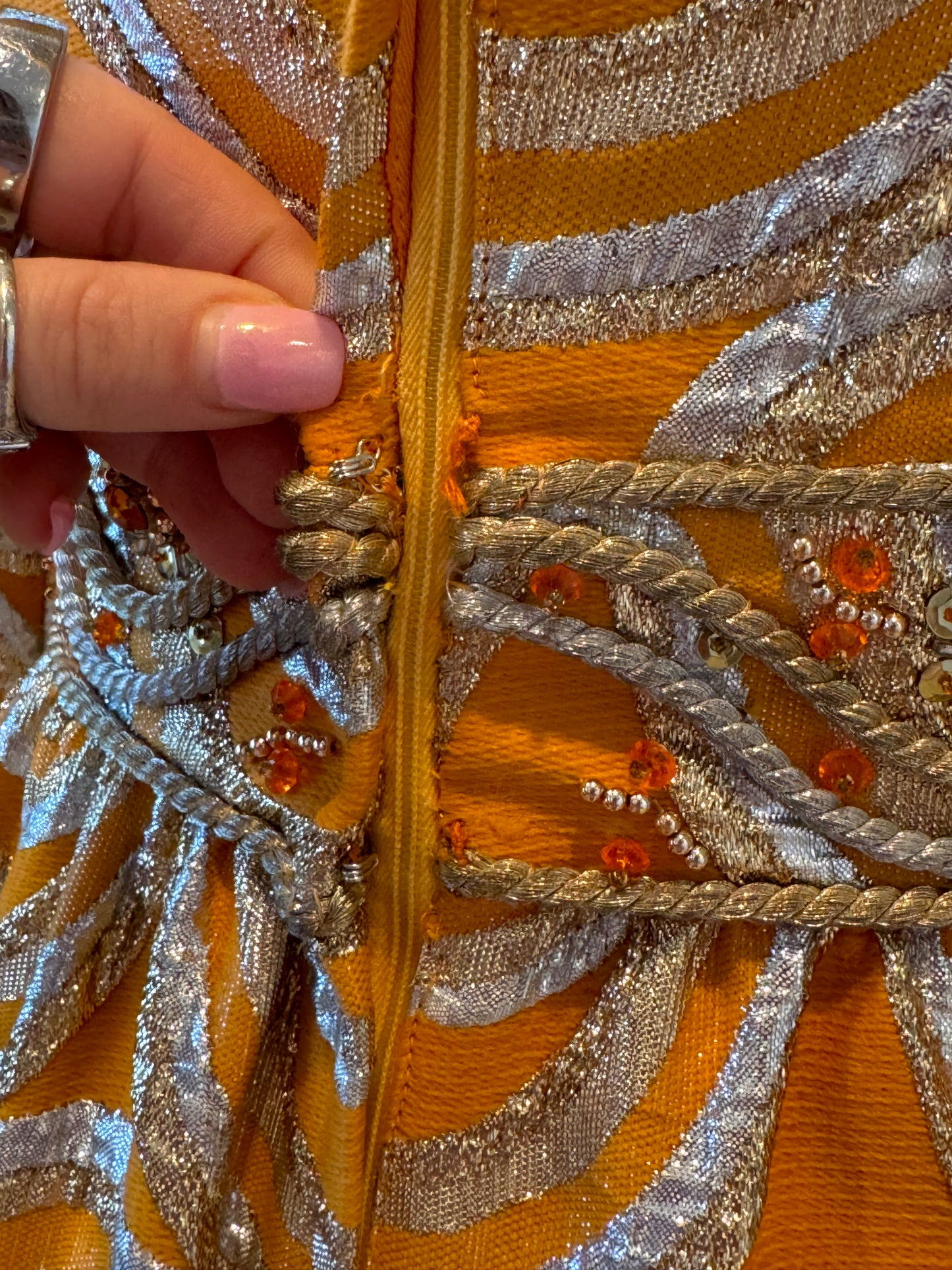 Vintage 1960's Embellished 3/4 Sleeve Maxi Dress - Women's Size 2