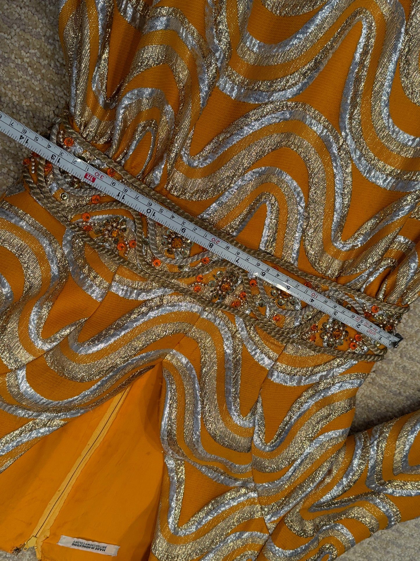 Vintage 1960's Embellished 3/4 Sleeve Maxi Dress - Women's Size 2