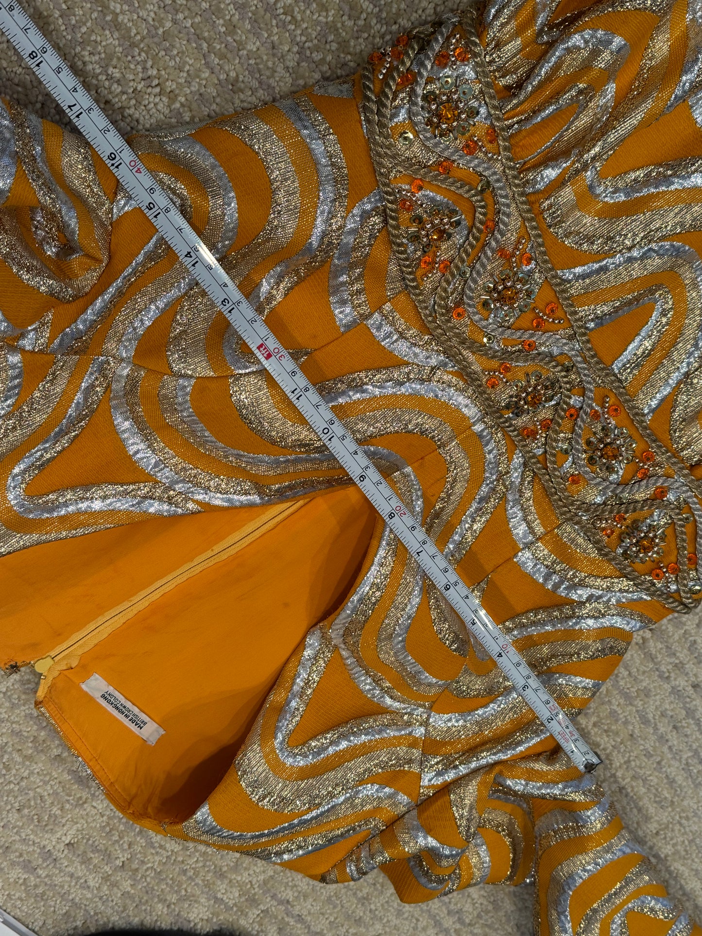 Vintage 1960's Embellished 3/4 Sleeve Maxi Dress - Women's Size 2