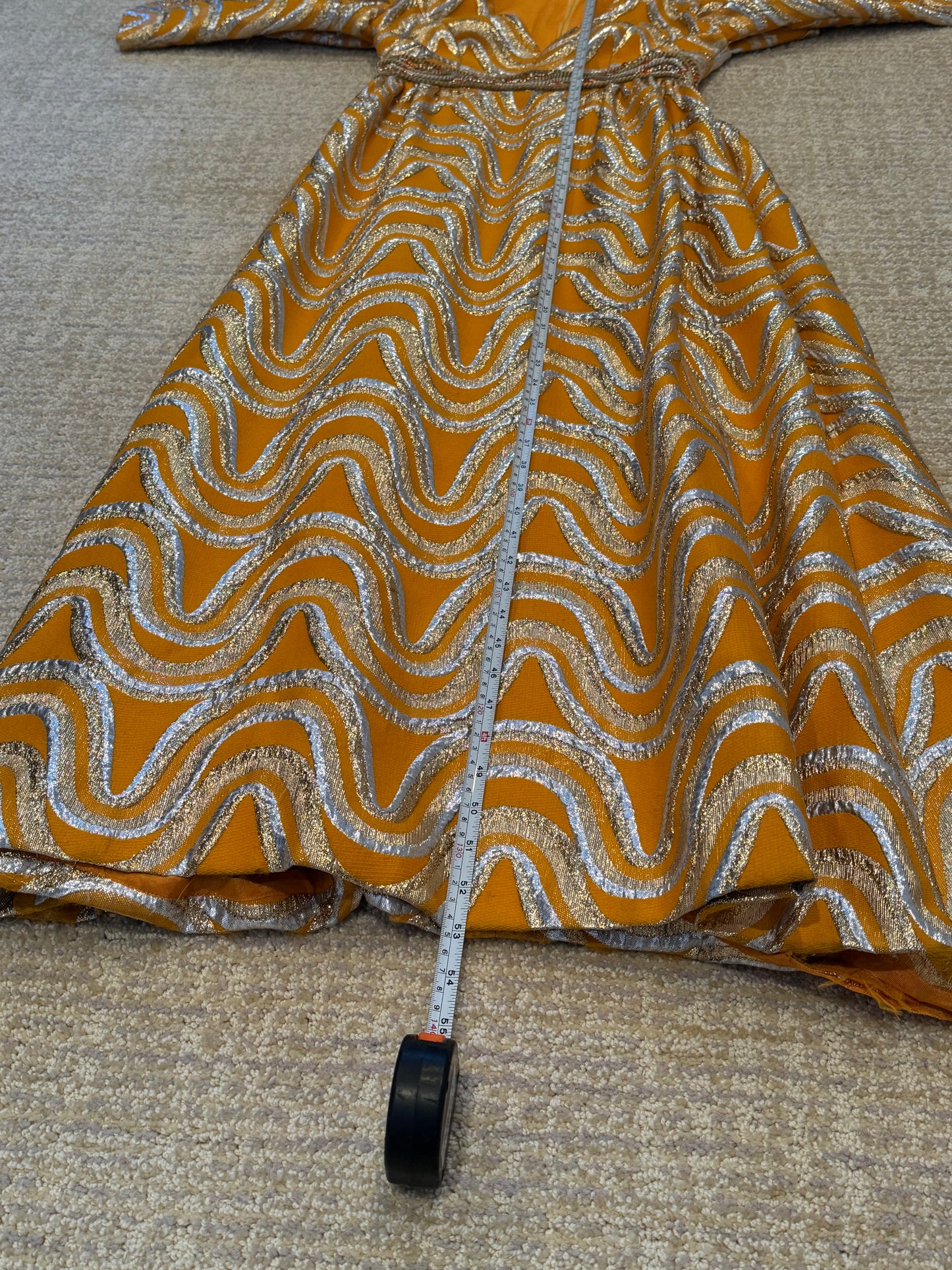 Vintage 1960's Embellished 3/4 Sleeve Maxi Dress - Women's Size 2