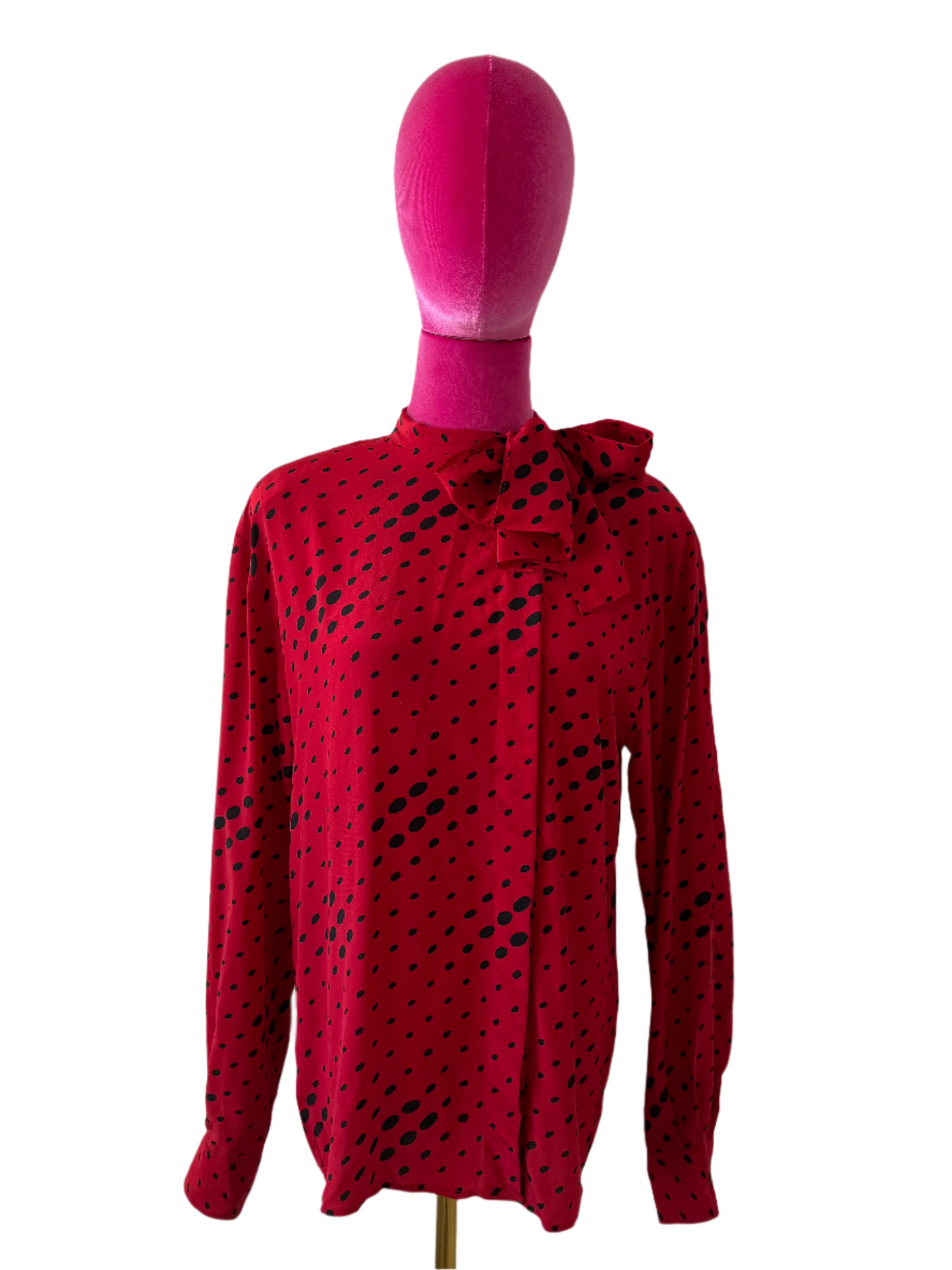 Christian Dior 80's red and black polkda dot blouse