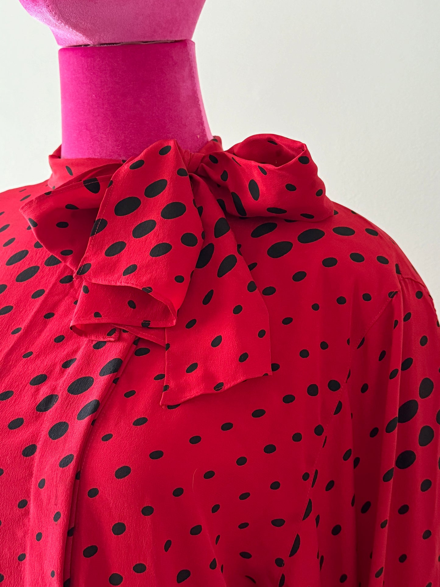 Christian Dior 80's red and black polkda dot blouse