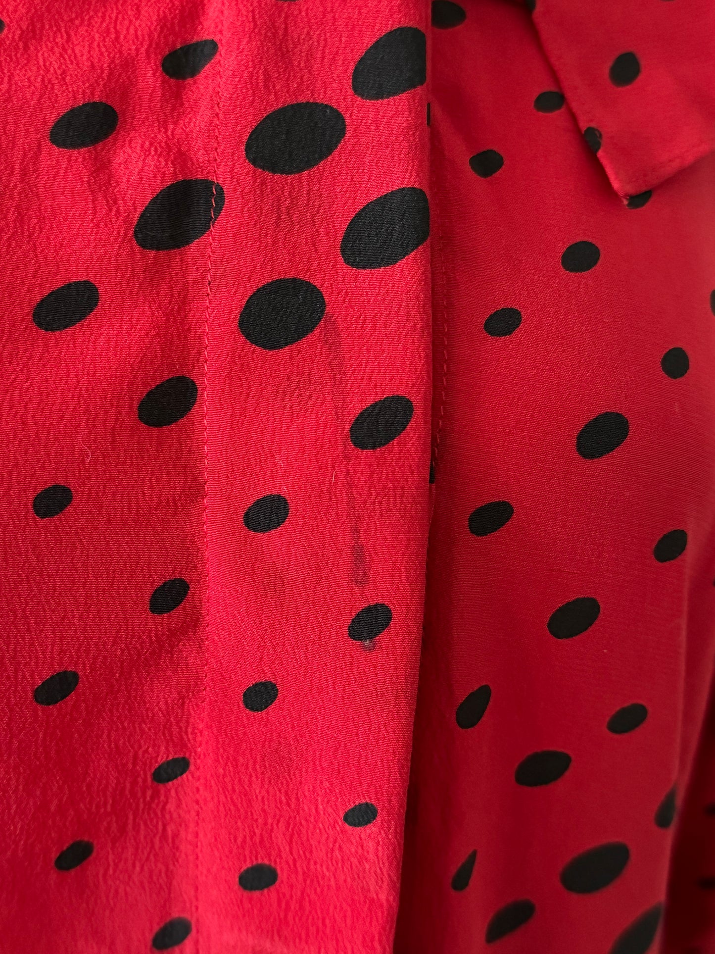 Christian Dior 80's red and black polkda dot blouse