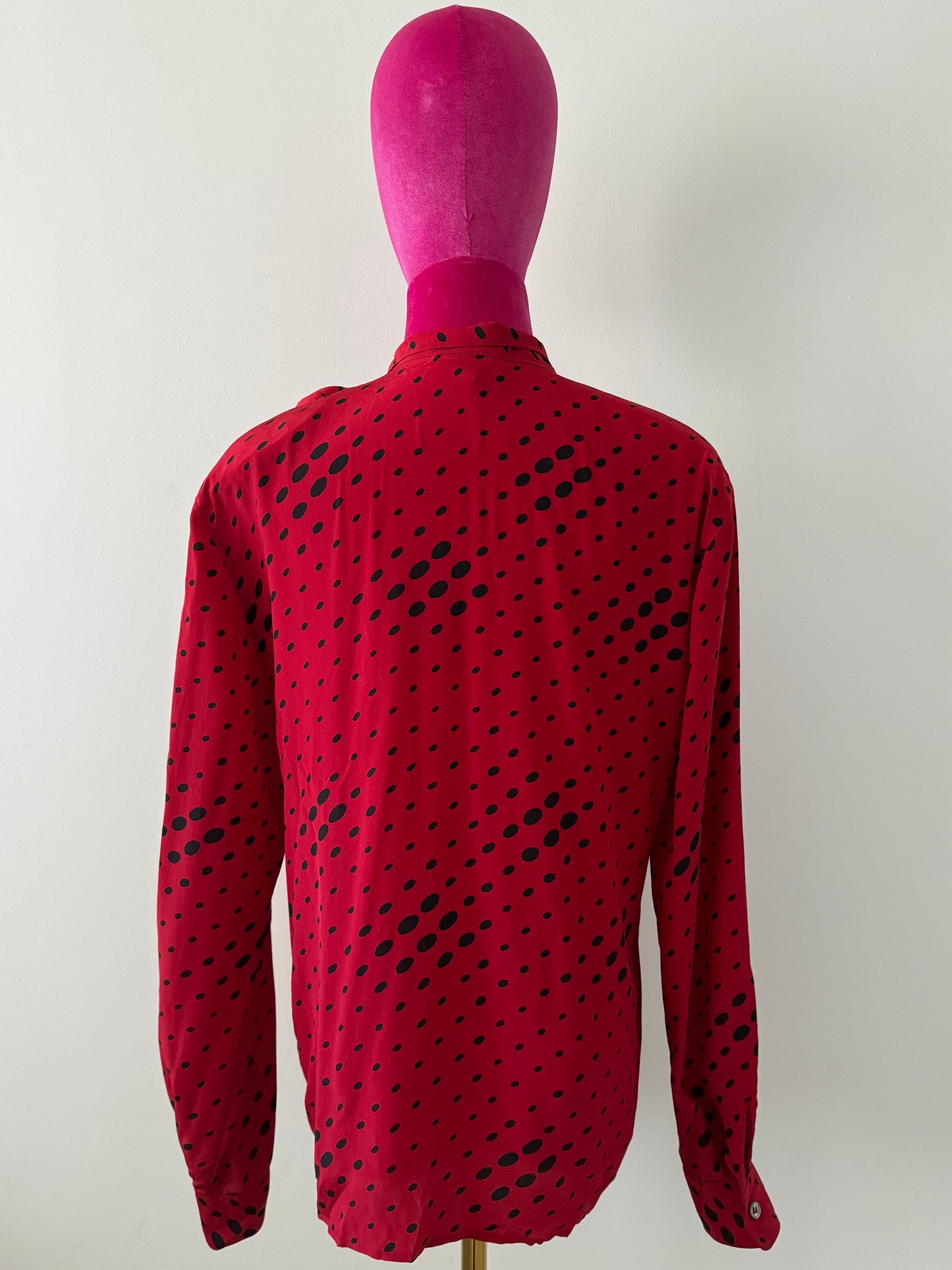 Christian Dior 80's red and black polkda dot blouse