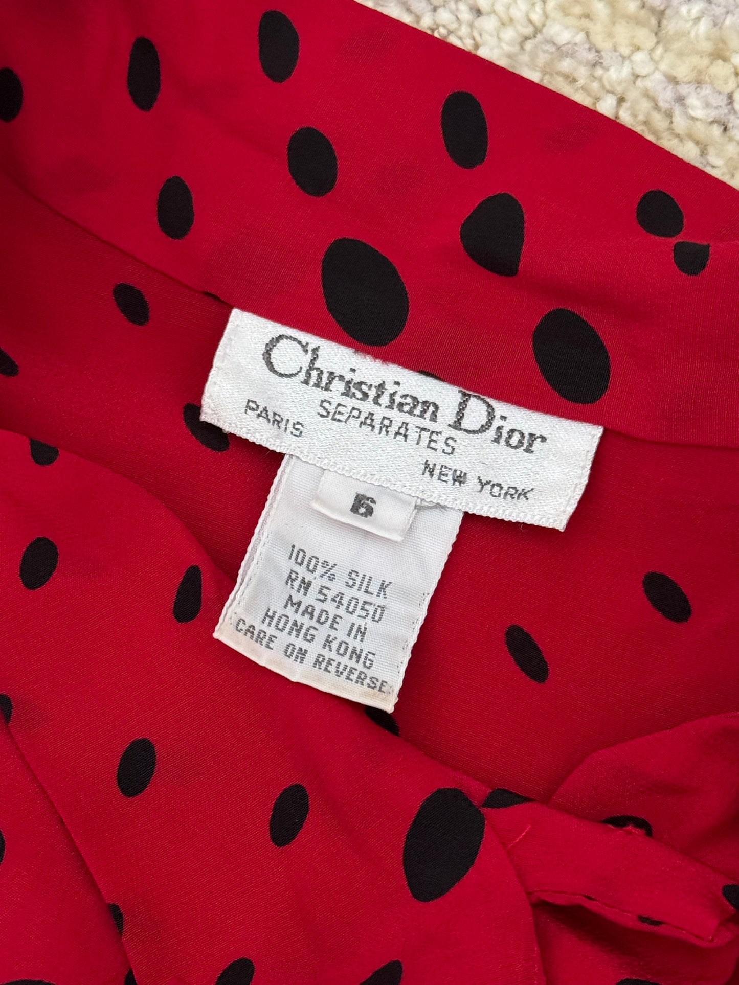 Christian Dior 80's red and black polkda dot blouse