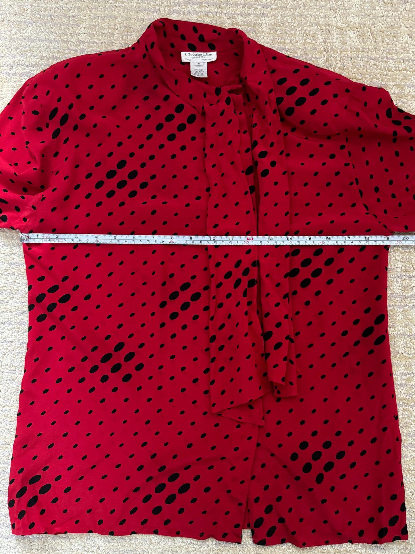 Christian Dior 80's red and black polkda dot blouse