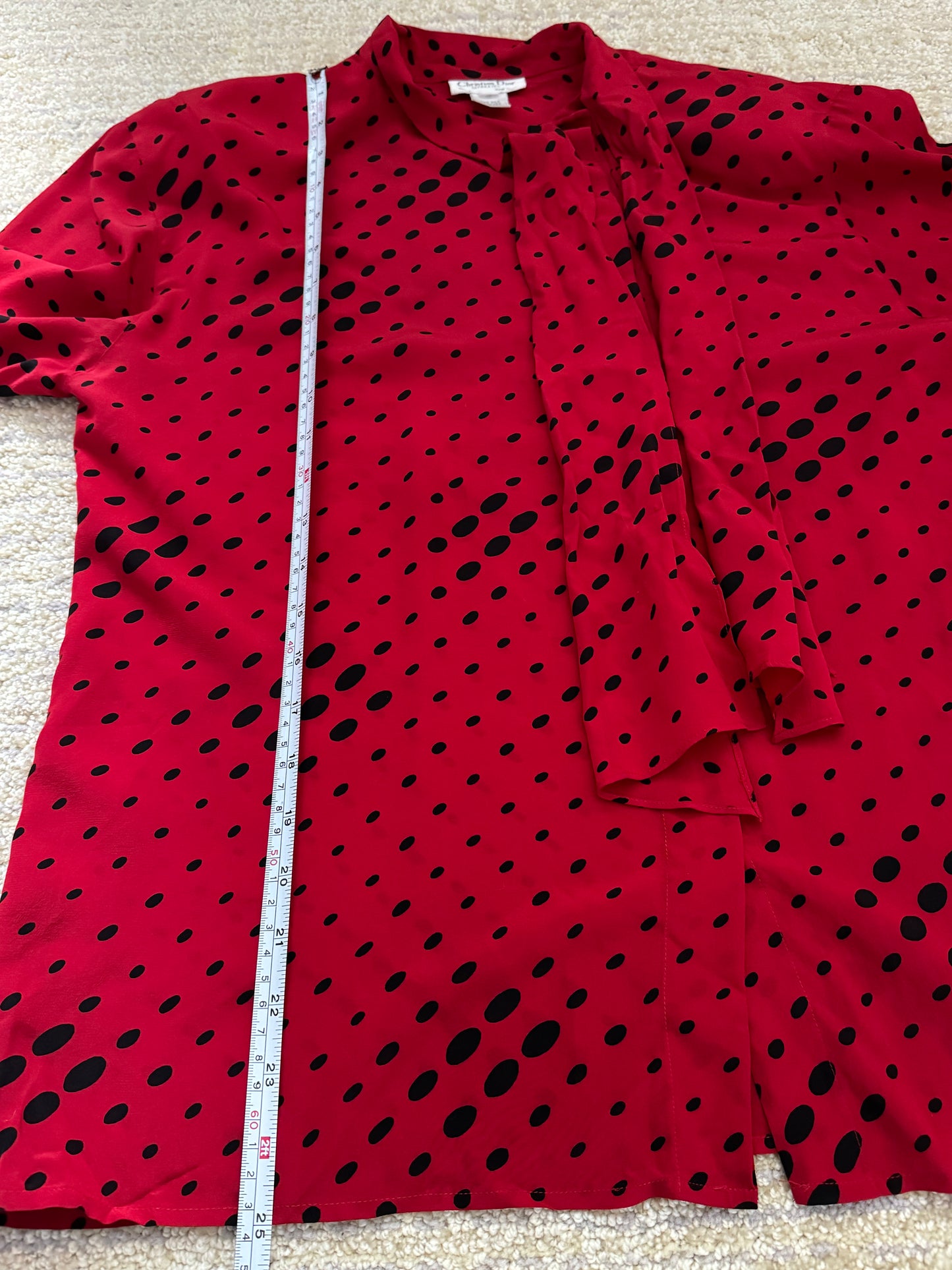 Christian Dior 80's red and black polkda dot blouse