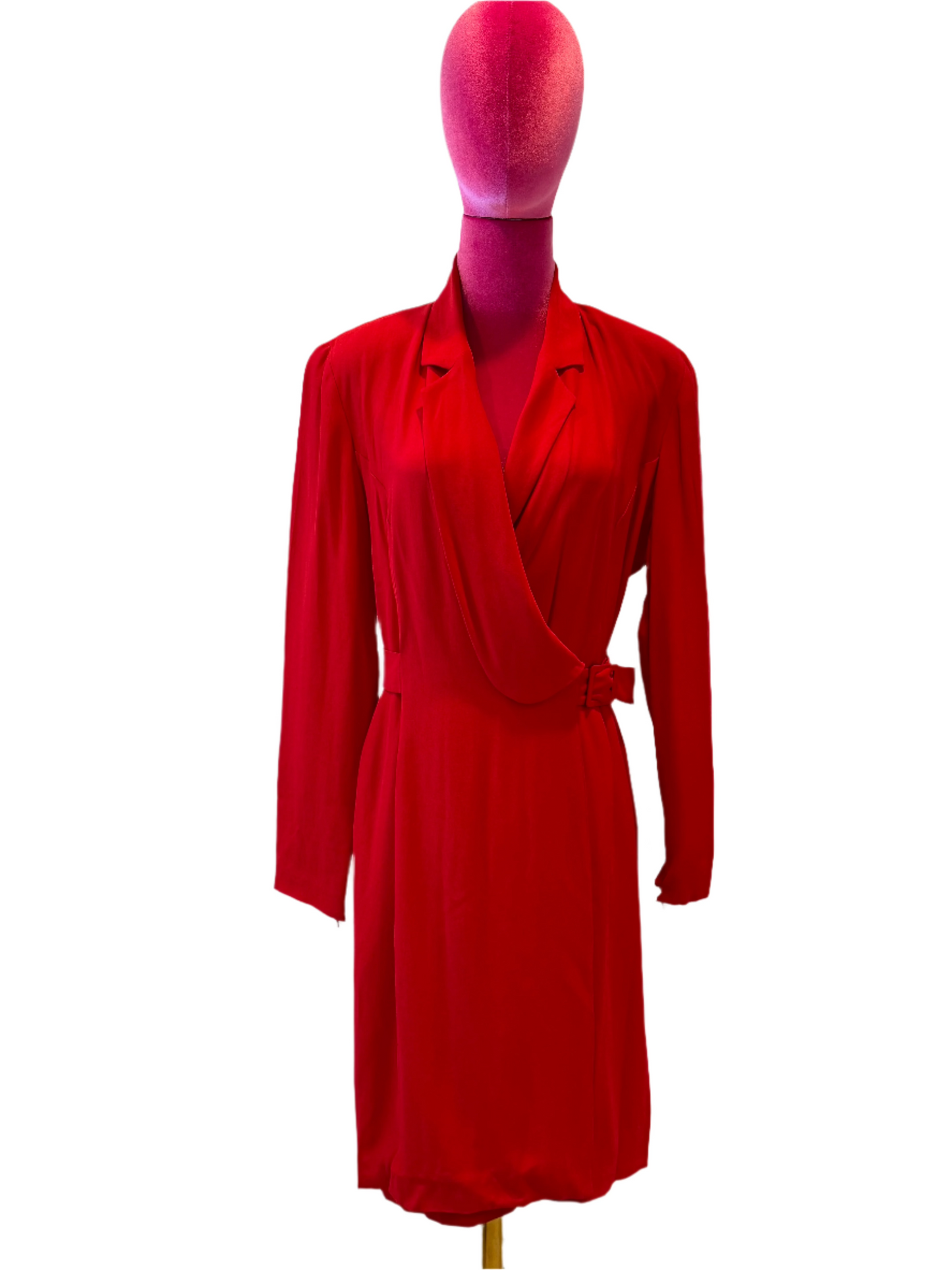 Vintage Fendi 80's Red Wrap Dress - Size 10