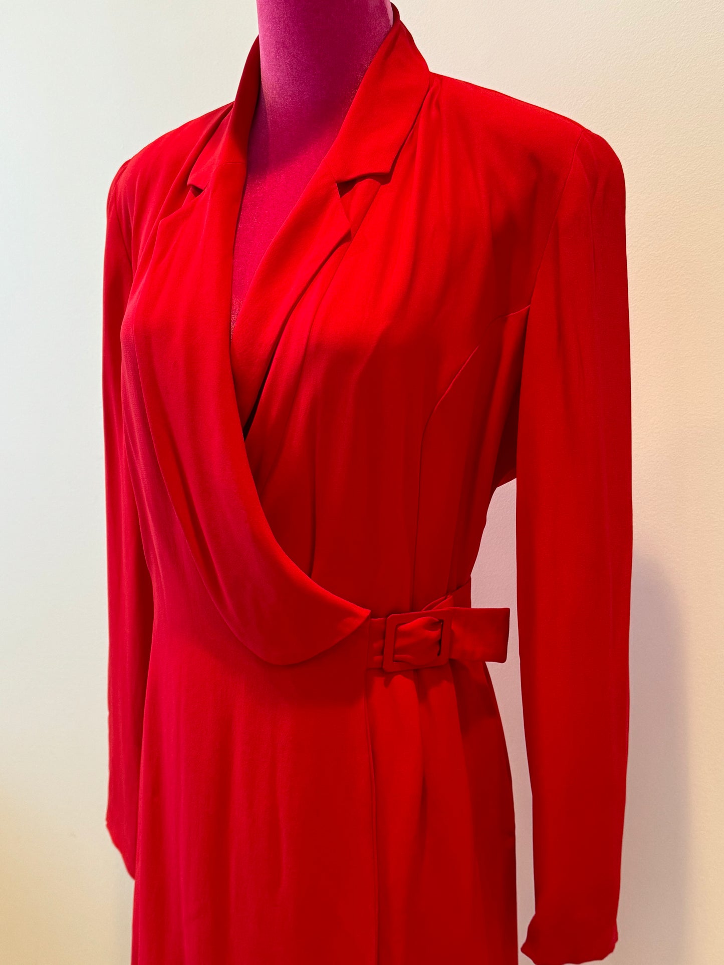Vintage Fendi 80's Red Wrap Dress - Size 10