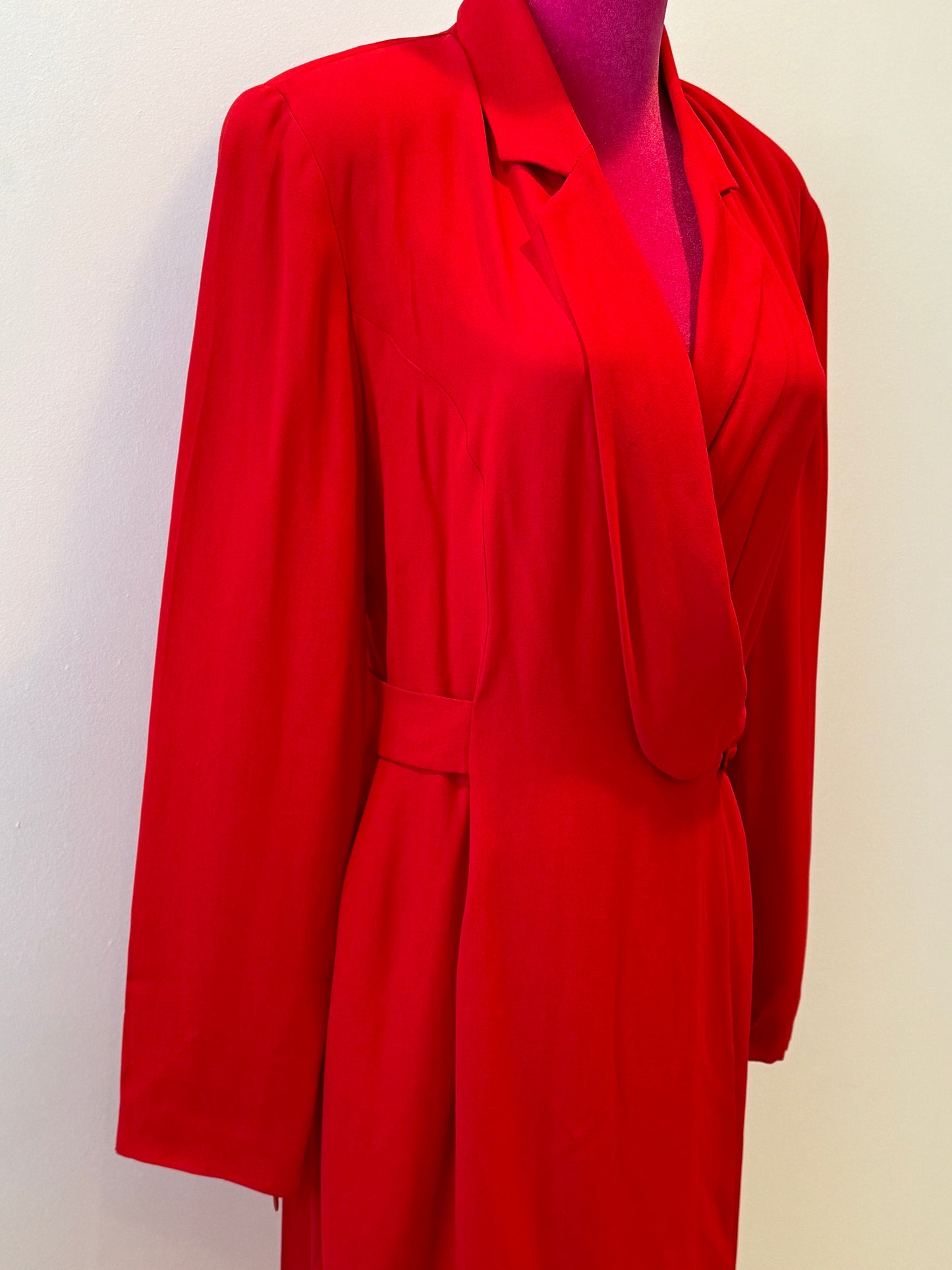 Vintage Fendi 80's Red Wrap Dress - Size 10