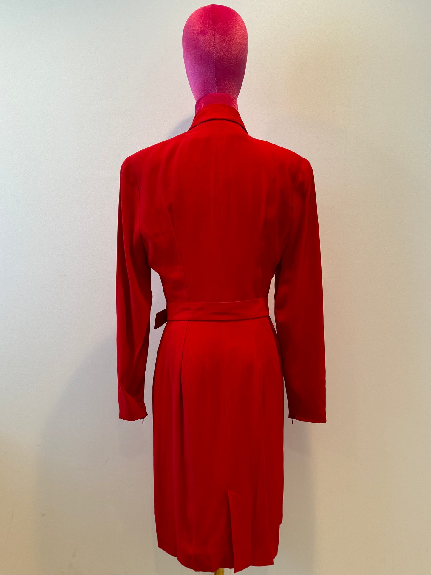 Vintage Fendi 80's Red Wrap Dress - Size 10
