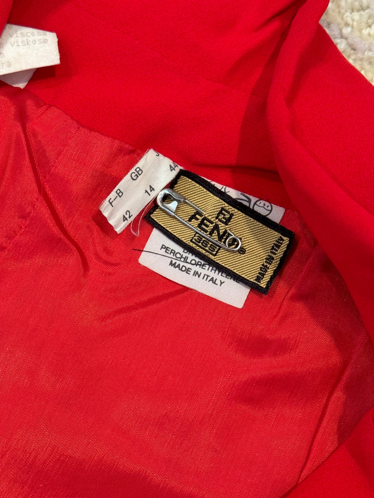 Vintage Fendi 80's Red Wrap Dress - Size 10