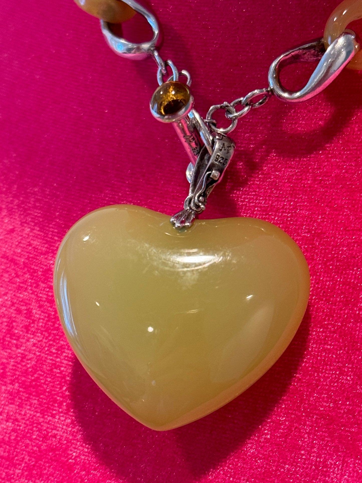 Angelique de Paris Sterling Silver Necklace with Encrusted Heart Pendant