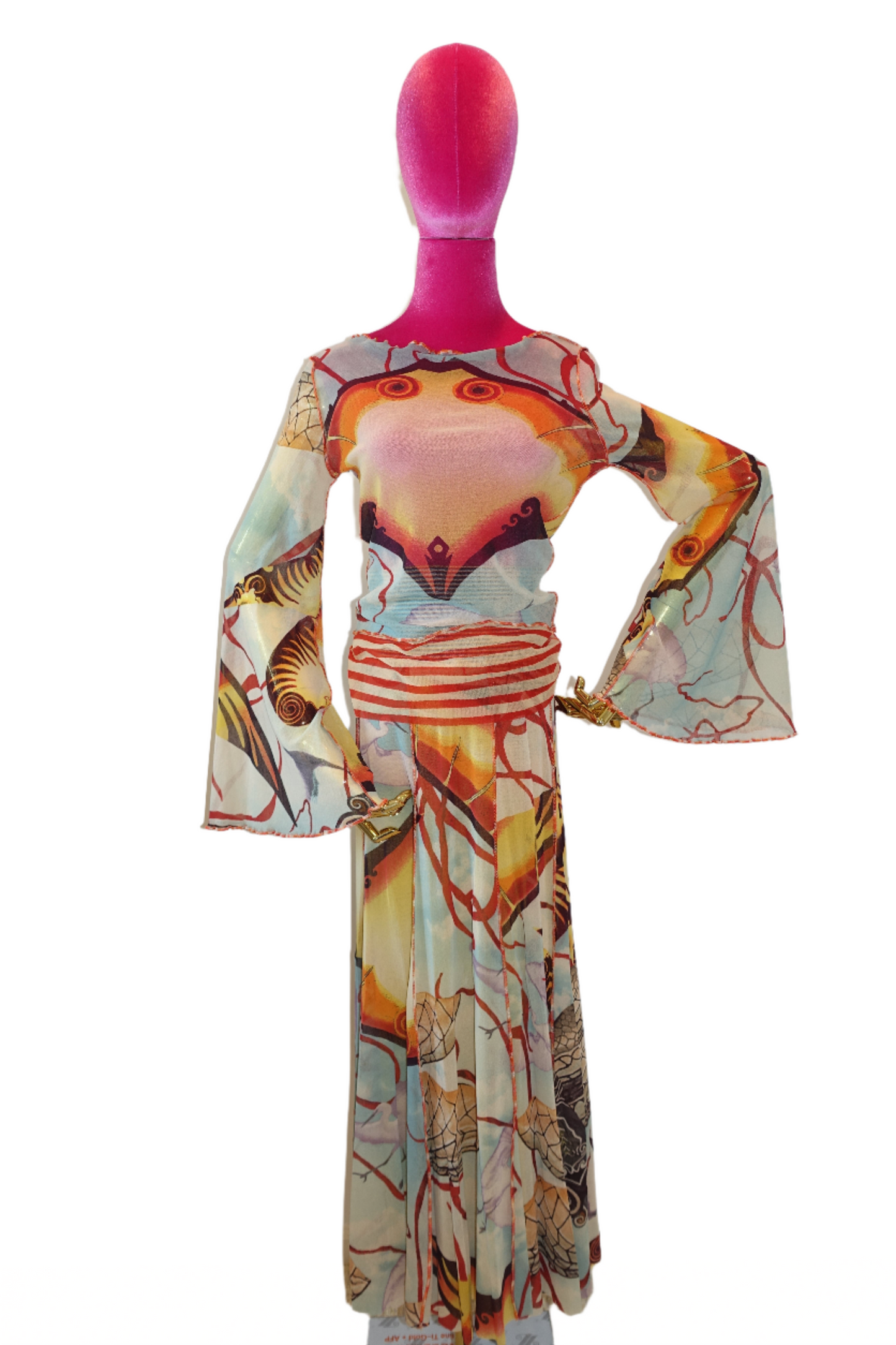 Jean Paul Gaultier S/S 2005 Mesh Abstract Salvador Dali Top & Skirt 2 Piece Set