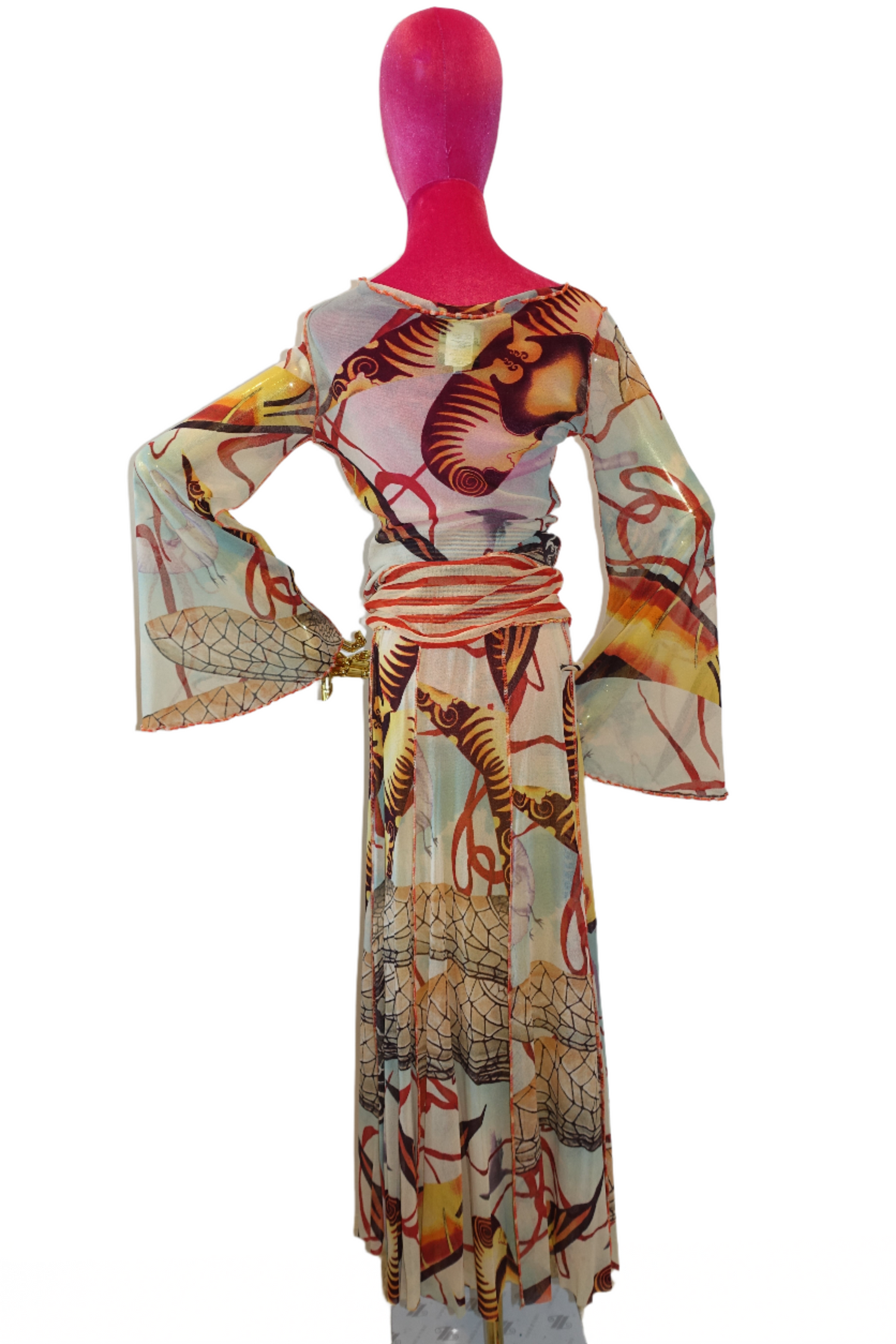 Jean Paul Gaultier S/S 2005 Mesh Abstract Salvador Dali Top & Skirt 2 Piece Set