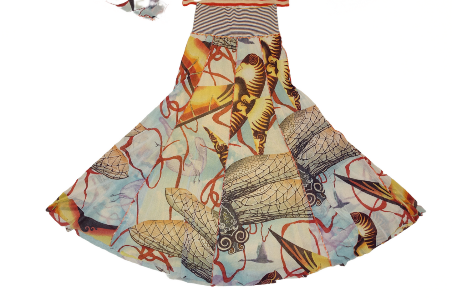 Jean Paul Gaultier S/S 2005 Mesh Abstract Salvador Dali Top & Skirt 2 Piece Set