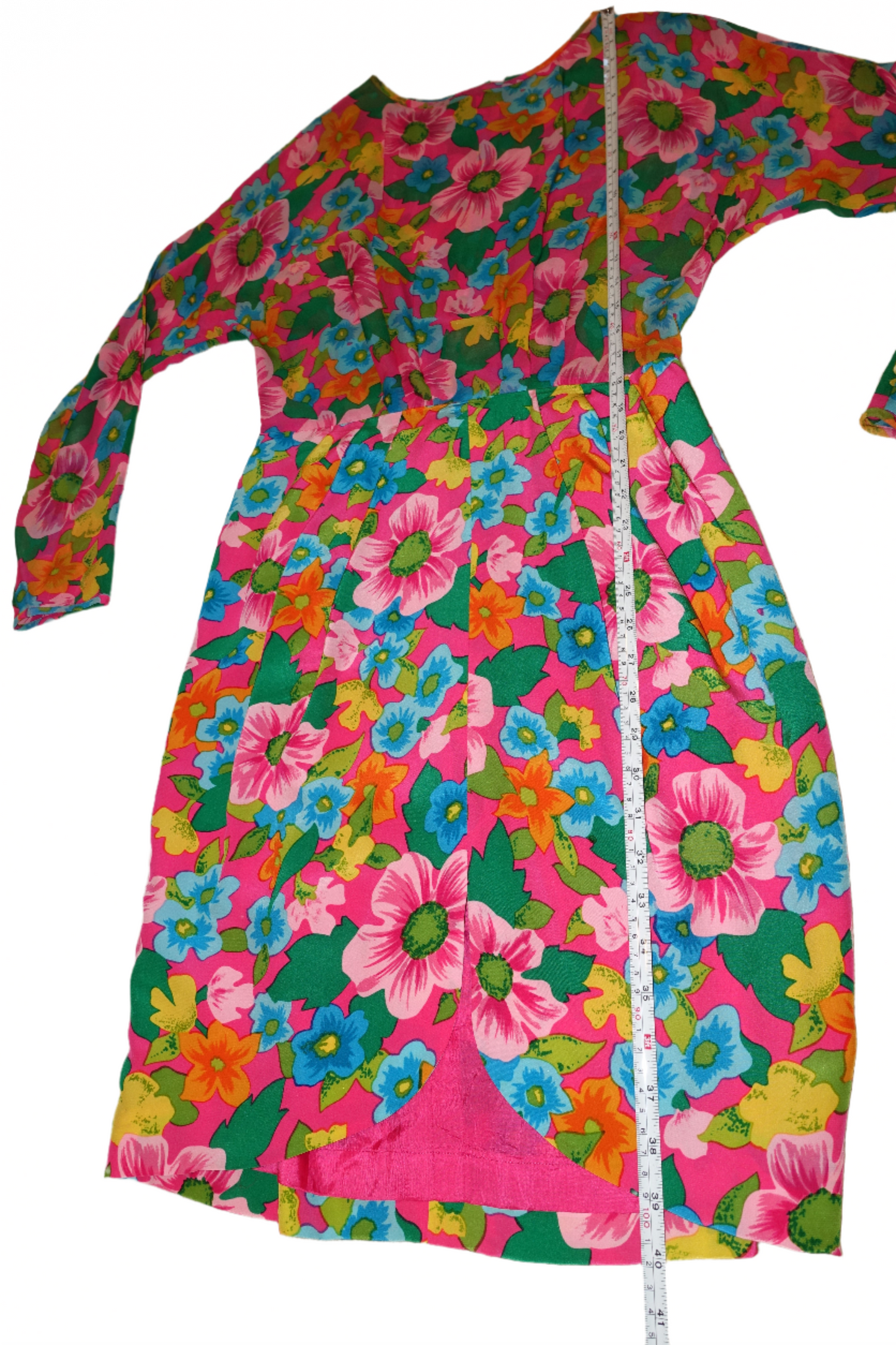 Vintage 80's Albert Nipon Colorful Vibrant Floral Silk Dress